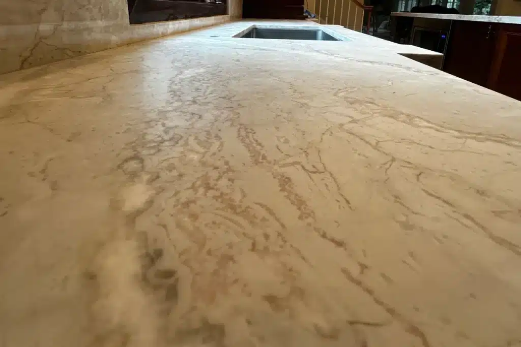 Marble countertop after professional honing and scratch removal