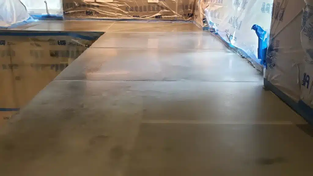 Concrete countertop after polishing and before final protective coating in Houston TX