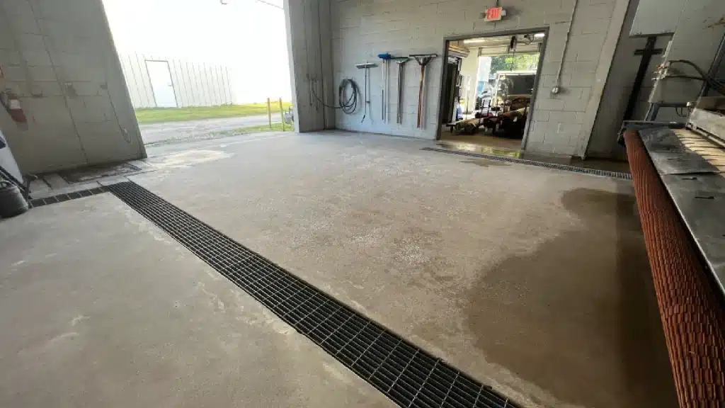 Commercial concrete floor before epoxy coating installation in Tomball TX