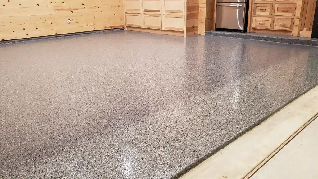 Residential garage floor after epoxy coating installation in Houston TX