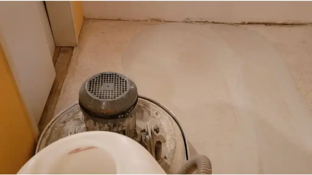 Terrazzo floor after restoration showing corrected lippage and leveled panel transitions.