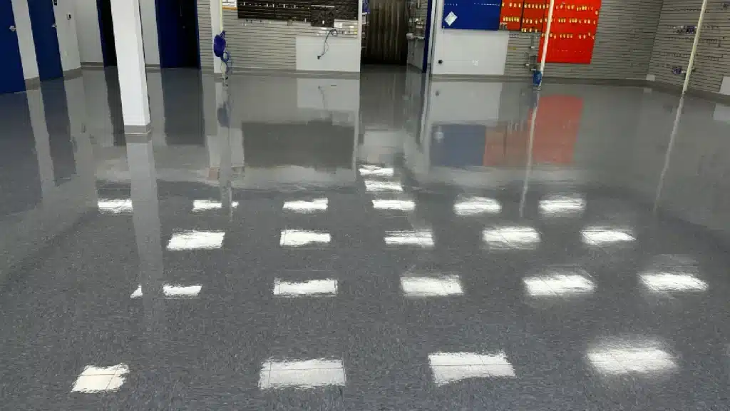 Reflective VCT Floor Restoration in Commercial Retail Space