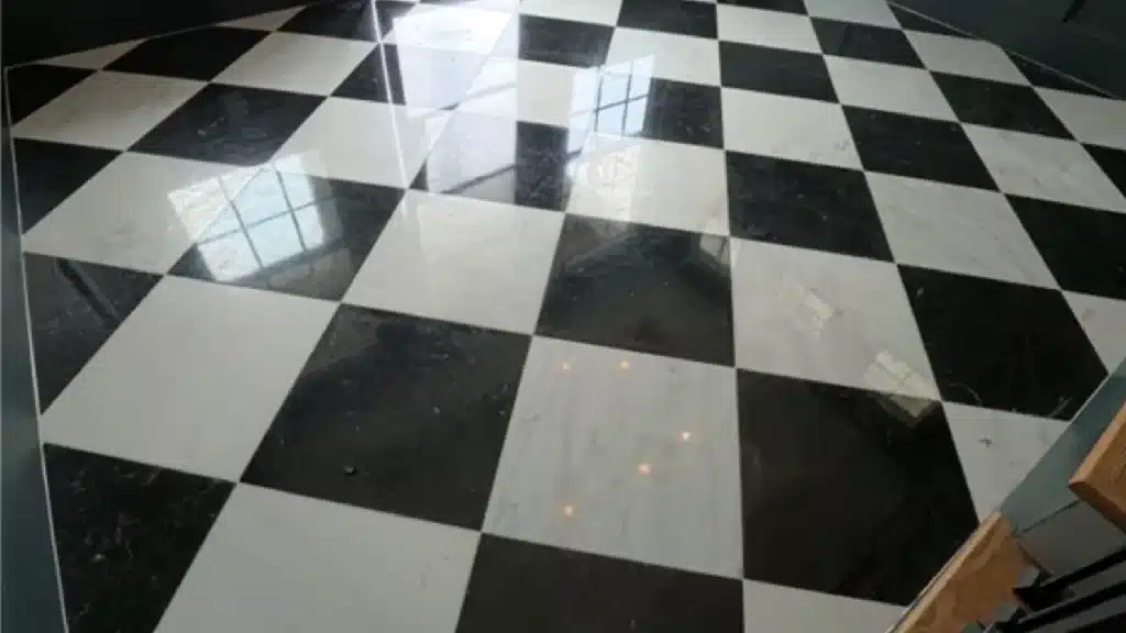 Black Marble Floor Before and After – Houston Heights TX - Before