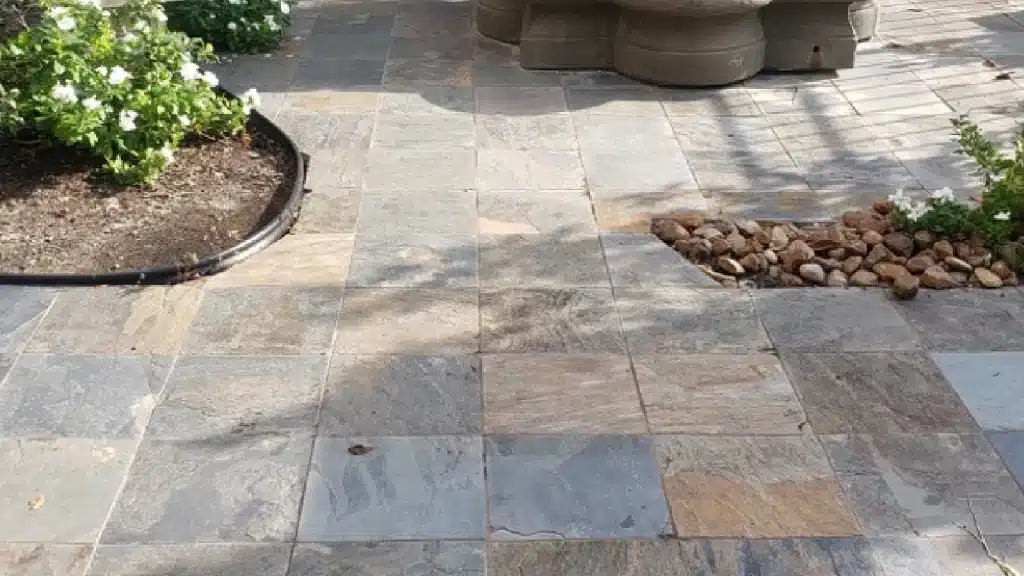 Slate Patio Before and After – Lake Conroe TX - Before