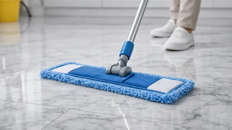 Cleaning natural stone floors with a microfiber mop
